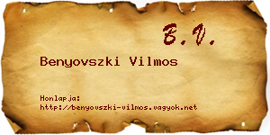 Benyovszki Vilmos névjegykártya